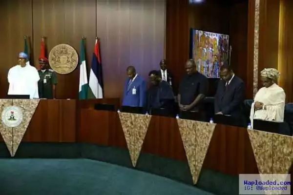 Buhari presides over FEC meeting, signs condolence book of late James Ocholi